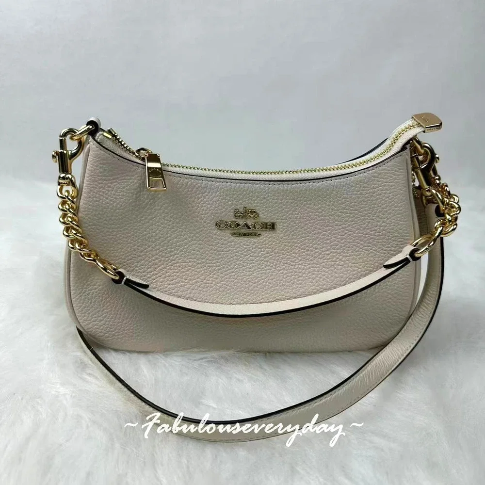 Coach Teri Shoulder/Crossbody Bag In Leather/Gold/Chalk CV934 NWT